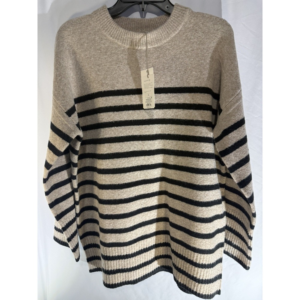 A New Day Women's Long Sleeve Shirt Pullover Size Large Tan And Black